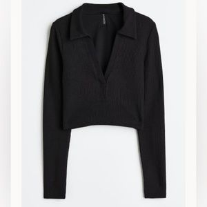 NWT H&M Ribbed Collared Crop Top, XL